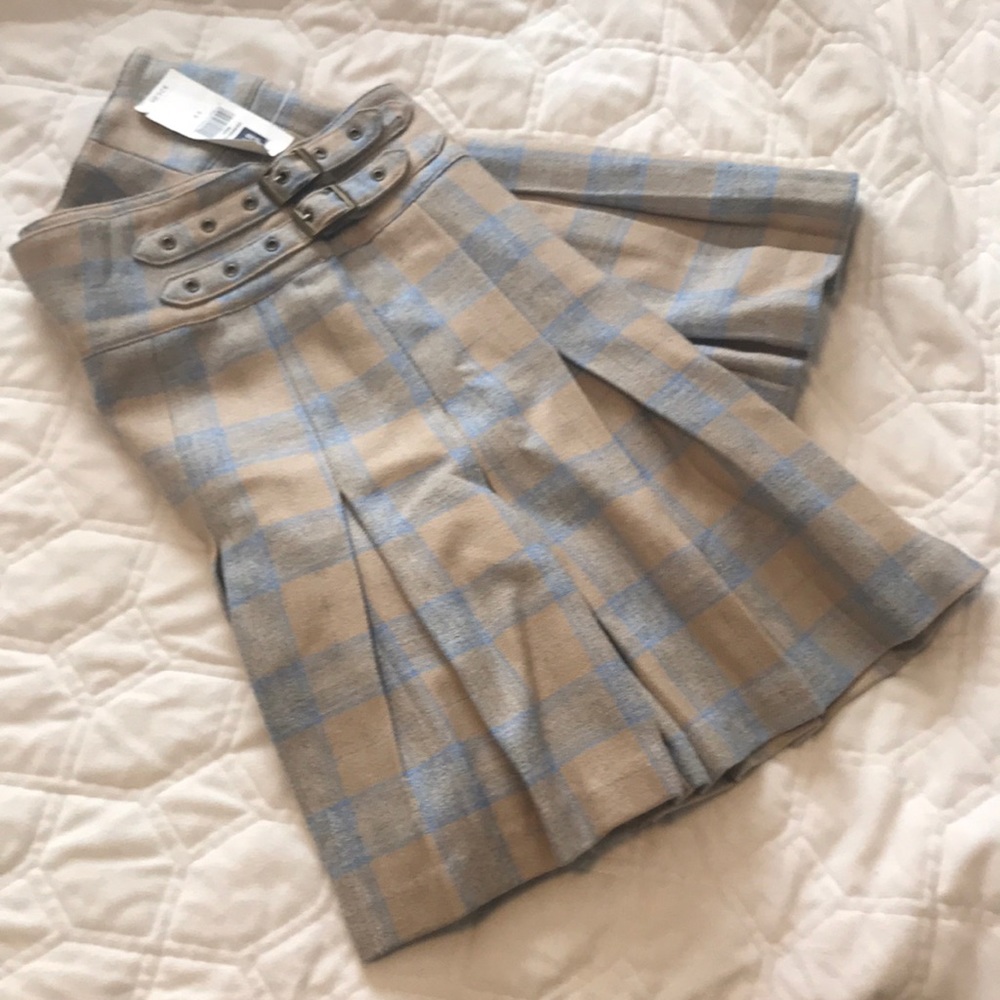Plaid wool mini skirt